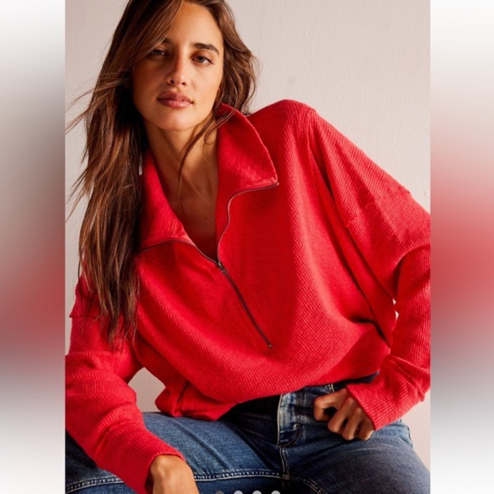 We The Free Vibrant Red Knit Top